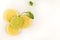 Citrus flower made of citrus fruits, lemon, lime and mint. Food art creative concepts.
