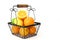 Citrus Fruit In A Basket Over White