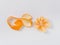 Citrus fruit mandarin orange on white background with zest