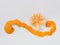 Citrus fruit mandarin orange on white background with zest