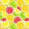 Citrus fruit slicehand draw seamless watercolor fabric pattern.