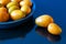 Citrus fruits on blue background