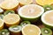 Citrus fruits healthy food, orange, lemon and kiwi