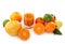 Citrus fruits and juice in glass