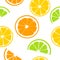 Citrus fruits juicy slices. Lemon, grapefruit, lime, orange. seamless pattern