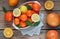 Citrus fruits - orange, lemon, grapefruit, tangerine