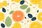 Citrus fruits seamless pattern. Risograph illustration