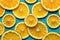 Citrus Infusion Sliced Lemons on Blue Farm Fresh Organic Flavorful Food Background