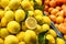 Citrus mix from fresh lemon, tangerine, orange on the farm market. Products rich in vitamins.