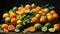 Citrus Mosaic: Macro Showcase of the Unique Shapes and Textures in Oranges, Lemons, and Limes - AI Generative