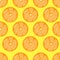 Citrus seamless background, fashionable, simple vector yellow background, fresh summer vitamin