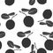 Citrus seamless pattern with black silhouette fruit branch. Fruits textile abstract texture.