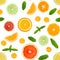 Citrus seamless pattern isolated on white background.