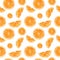 Citrus seamless pattern made of oranges slices. Hand drawn watercolor illustration