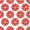 Citrus seamless red background, fashionable, simple vector grapefruit, pomelo background, fresh summer vitamin