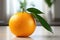 Citrus Serenity: Orange with Leaves in Front of Window on a Clean White Background - Generative AI