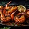 Citrus Shrimp Close-Up in Modern Kitchen for Food Photography.