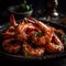 Citrus Shrimp Close-Up in Modern Kitchen for Food Photography.