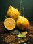 Citrus Splash: Fresh Lemons Glistening with Water