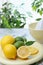 Citrus squeezer and fresh lemons being used to make lemonade