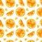 Citruses drawings seamless pattern. Summer fruits texture.