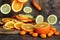 Citruses orange lemon koum quat  food