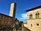 CittÃ  di Castello town in Umbria region, Italy. Medieval tower, square and buildings, history, art and time