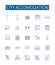 City accomodation line icons signs set. Design collection of Lodging, Accommodation, Housing, Inn, Bed and breakfast