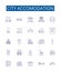 City accomodation line icons signs set. Design collection of Lodging, Accommodation, Housing, Inn, Bed and breakfast