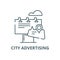 City advertising line icon, vector. City advertising outline sign, concept symbol, flat illustration