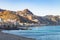 City beach in Giardini-Naxos and view of Taormina