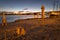 City beach Rheinstrand in Mainz-Kastel and cityscape of Mainz,