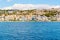 City Beach. Saranda. Albania. Promenade. Port. City. View from a height