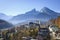 The city of Berchtesgaden in front of the Watzmann Mountains