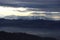 City of Bern in the fog. Gurten and Gantrisch mountain in the background