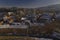 City of Bern seen from the Swiss parliament cliff on a cold winter sunset