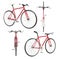 City bicycle fixed gear from four view