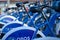 City bicycles parked in Oslo, Norway.