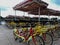 City bicycles for rent parked in Cikarang, Bekasi, Indonesia