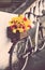 City bike with a bouquet of flowers