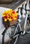 City bike with a bouquet of flowers