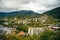 City Borjomi aerial view city landscape Borjomi resort town in South Central Georgia