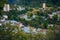 City Borjomi aerial view city landscape Borjomi resort town in South Central Georgia