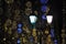 City Boulevard is decorated with New Year and Christmas illumination. Lamp. Blur, out of focus