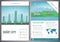 City brochure with urban landscape and suburb. Template of magazine, poster, book cover, banner, flyer. Big city and