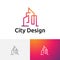 City Building Design Construction Architect Line Logo