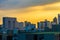 City building silhouette sunset metropolitan background