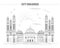 City buildings graphic template. Al Saleh mosque. Yemen.