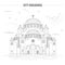 City buildings graphic template. Belgrad cathedral.