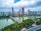 City buildings and river bank landscape in Nanning, Guangxi, China